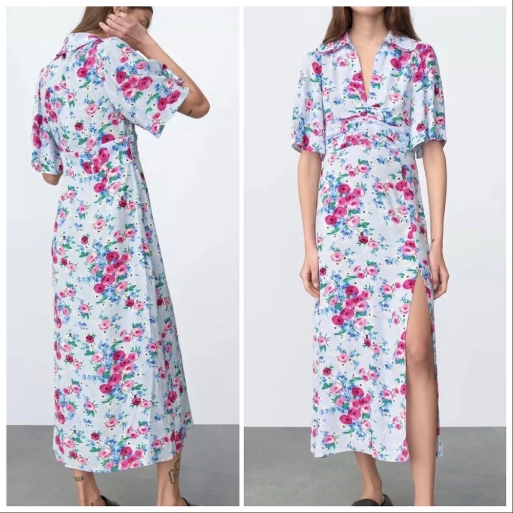 NWT ZARA FLORAL PRINT DRESS